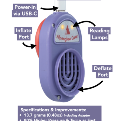 Alpenblow Lux - mini airpad inflator with lights - by Alpenglow